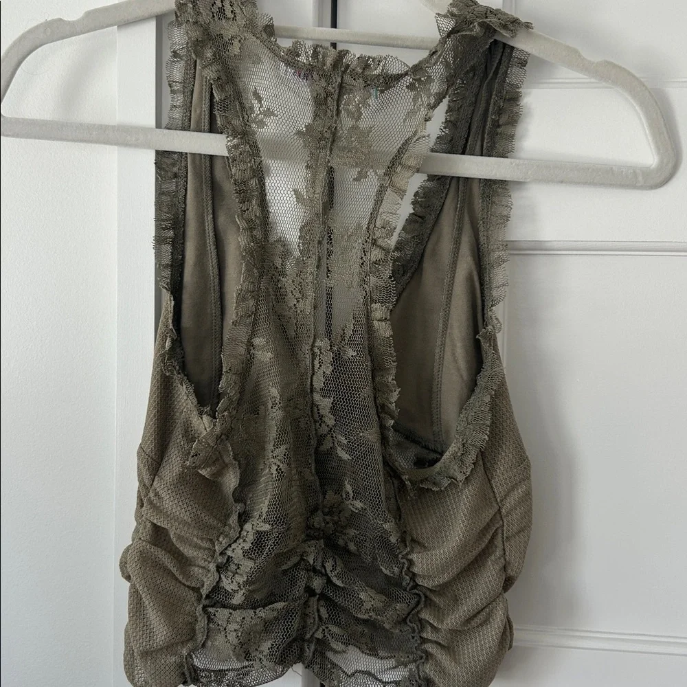 Urban Outfitters Olive Lace Camisole with covered button super pretty! Small - Picture 4 of 8